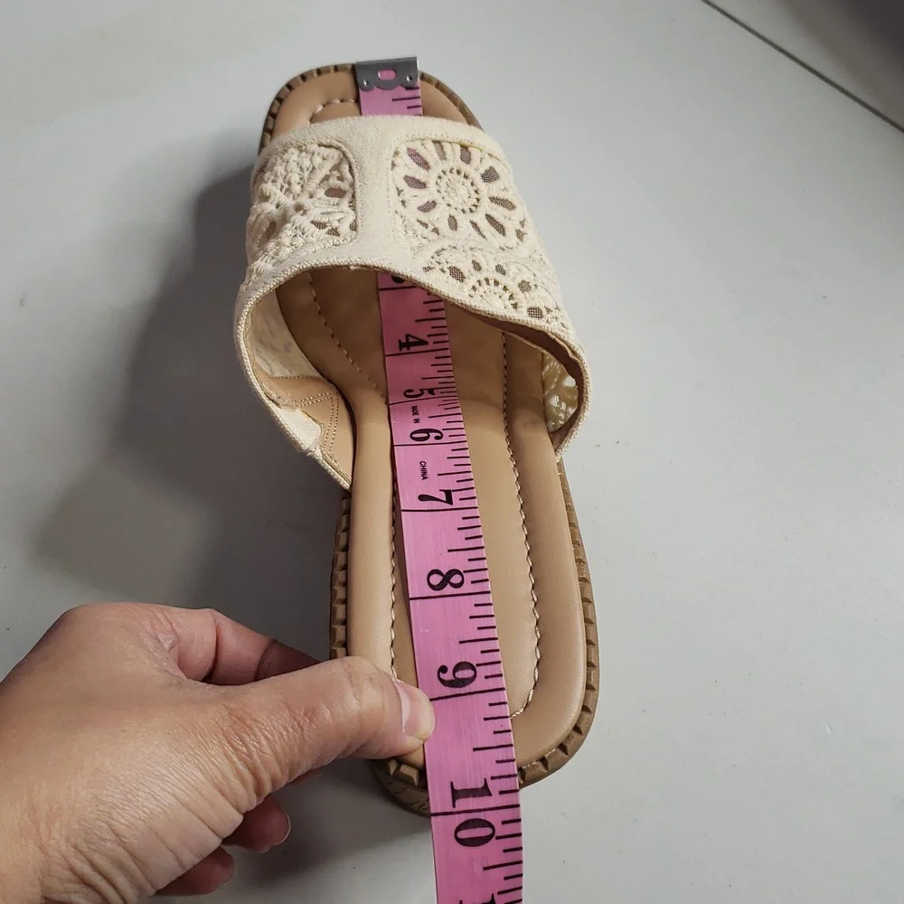ESPRIT Pheby Floral Embroidered Platform Corks Block Heel Sandals Neutral Boho